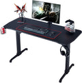 55 Inch Black T Shaped Gaming Desk with Mouse Pad U6853