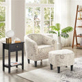 Velvet Accent Arm Chair and Ottoman Set Gray Y8622