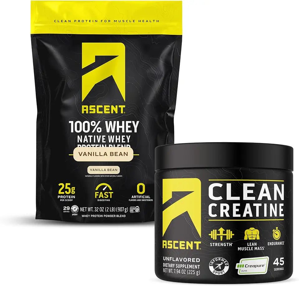 100% Whey Protein Powder Vanilla Bean 2 lb & Creatine Monohydrate Powder Unflavored 45 Servings L193