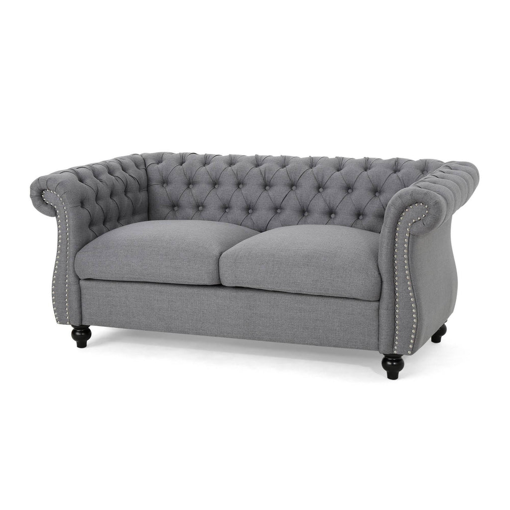 Dark Gray Green Chesterfield Loveseat Sofa M137