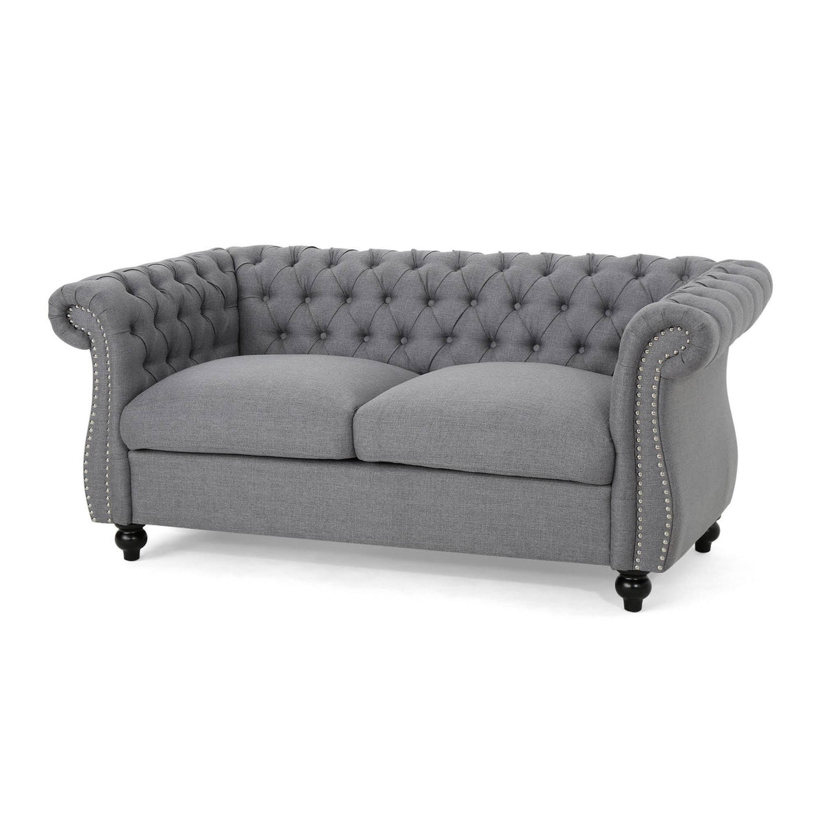 Dark Gray Green Chesterfield Loveseat Sofa M137