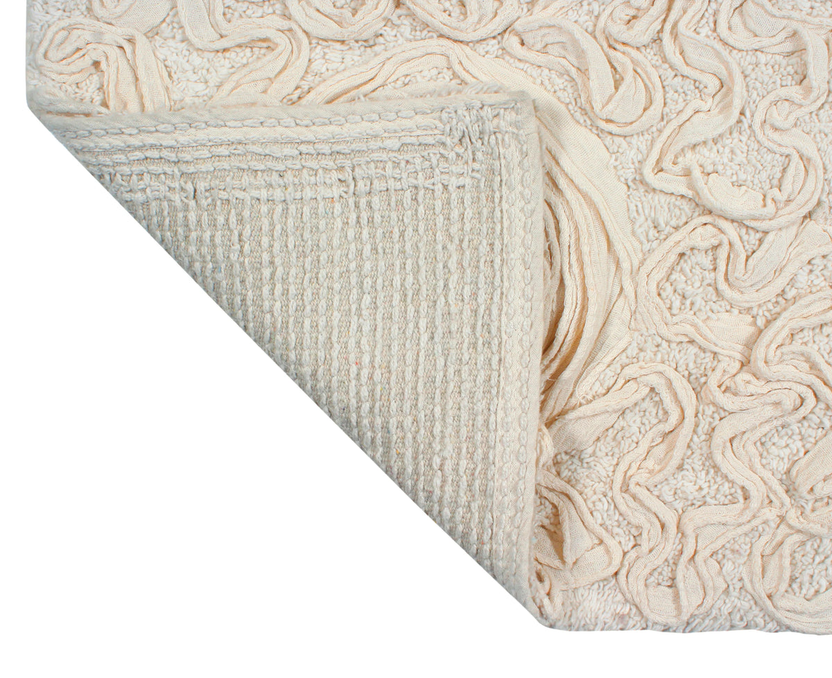 100% Cotton Tufted Bath Rugs, 4 Piece Set with Runner, Ivory V141720