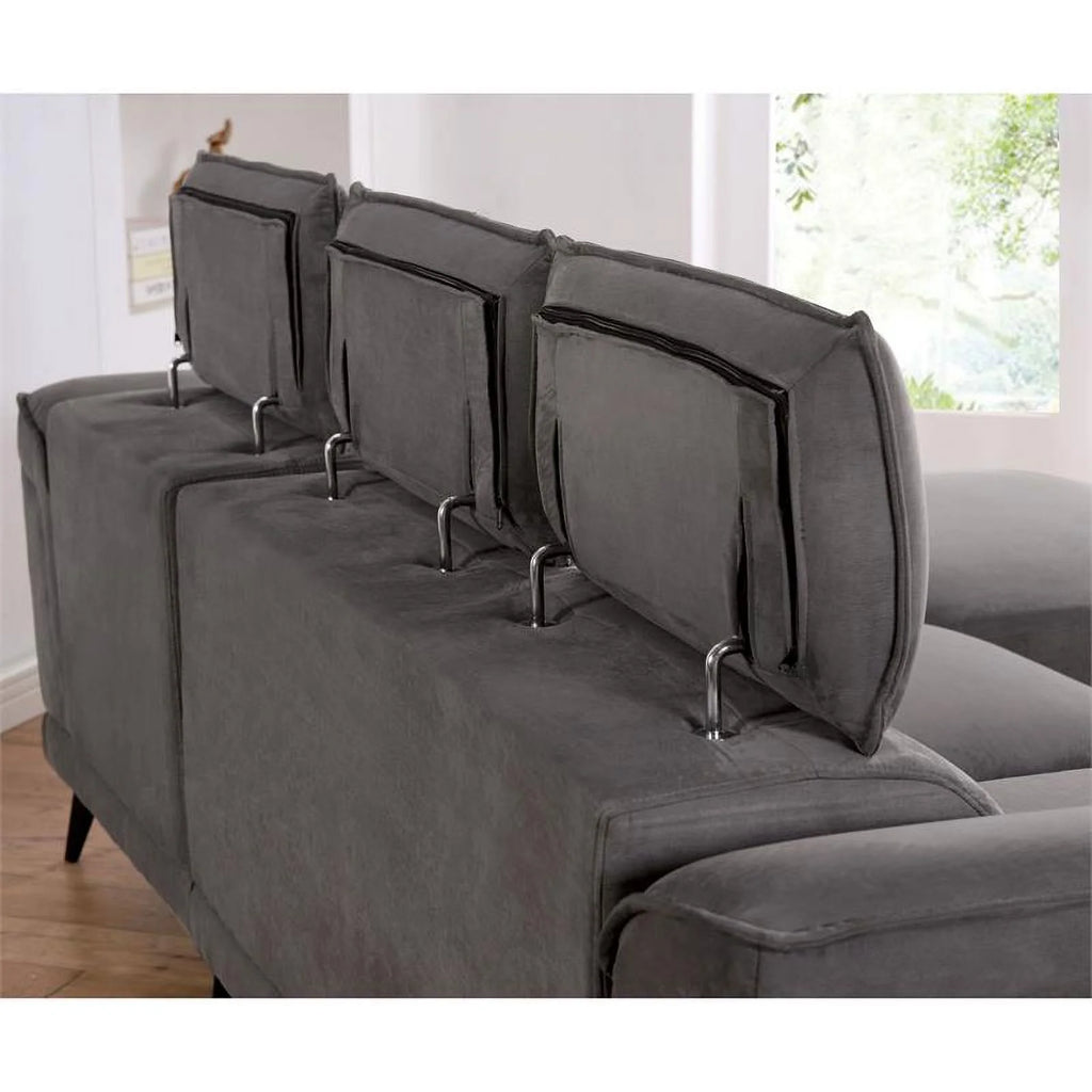 Dark Gray Fabric Sectional with Armless Chair Z66146