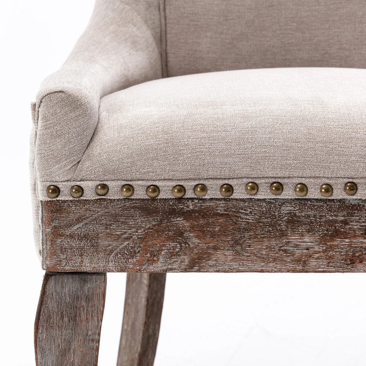 Beige Upholstered Fabric Dining Chairs Set of 6 with Solid Wood Legs C70472