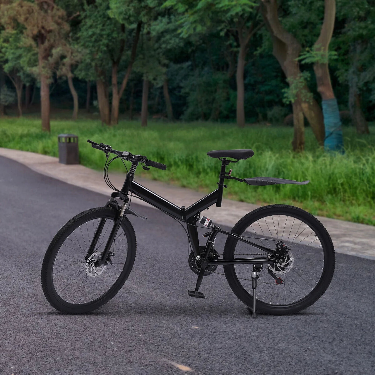 21 Speed Folding Mountain Bike Carbon Steel Adults Foldable Bicycle K618