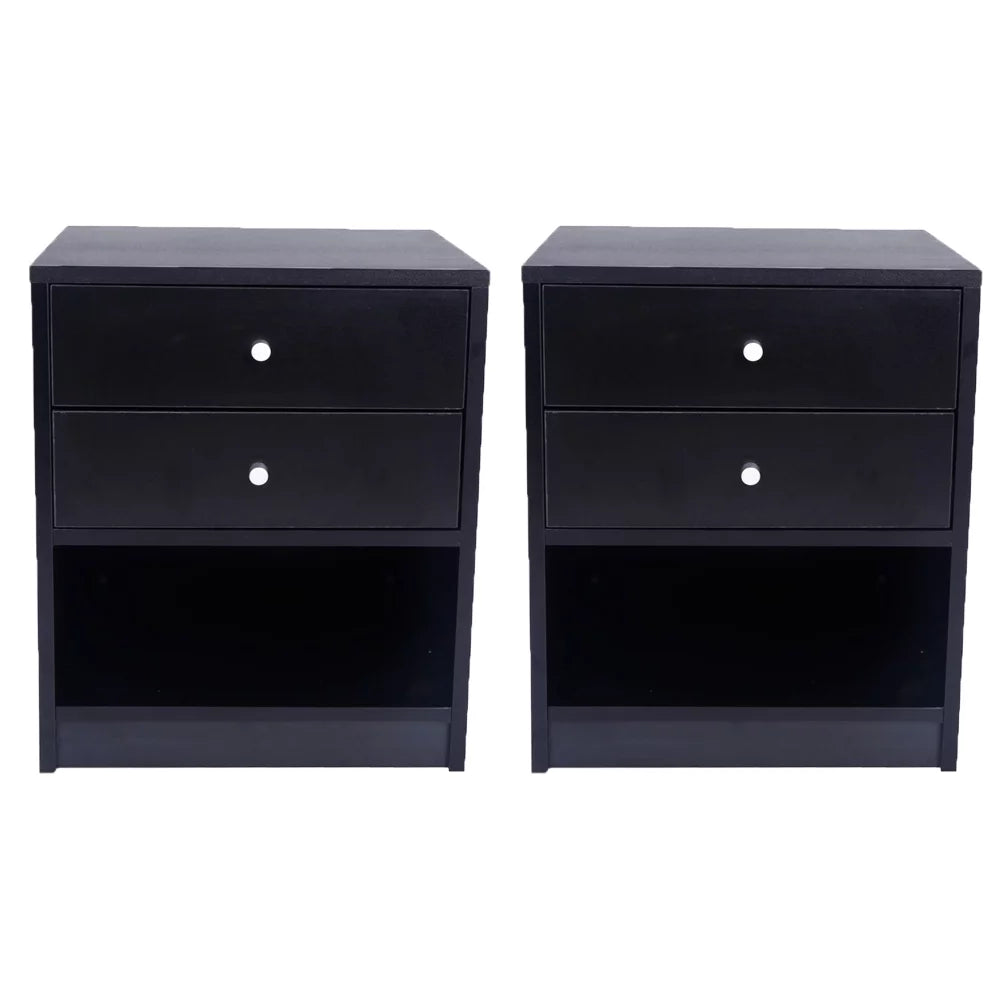 2 Drawer Wooden Nightstand Set of 2 P9605