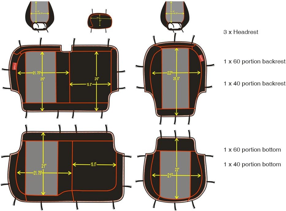 Gray & Black Neoprene Front Seat Covers for Pickup Truck Q634