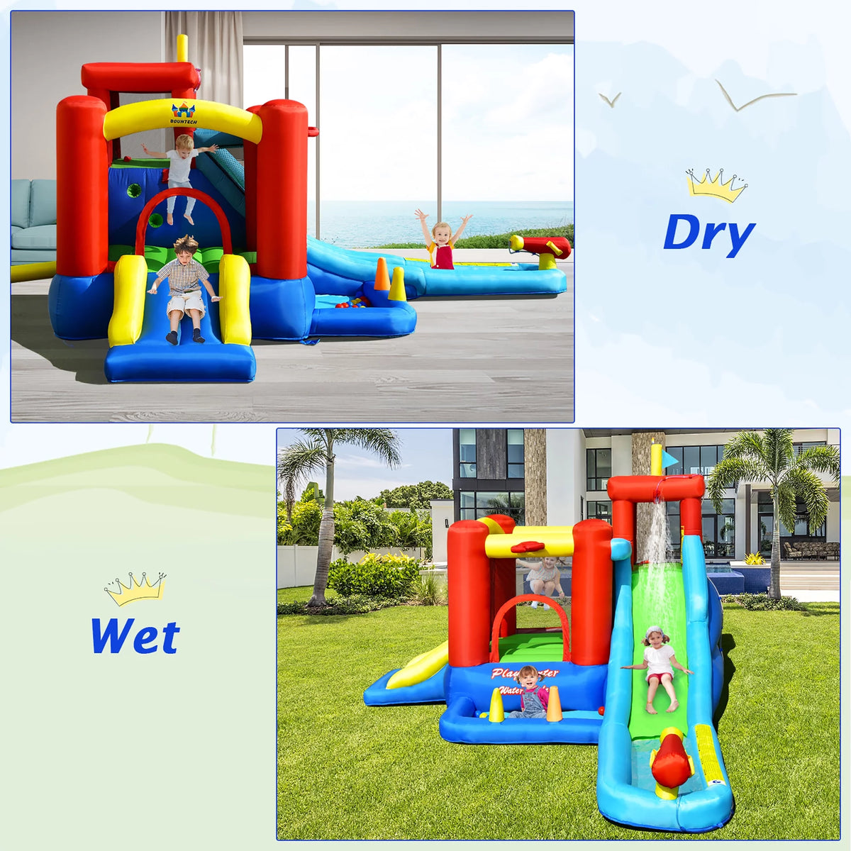 9-in-1 Inflatable Water Slide Bounce Castle Splash Pool V4199