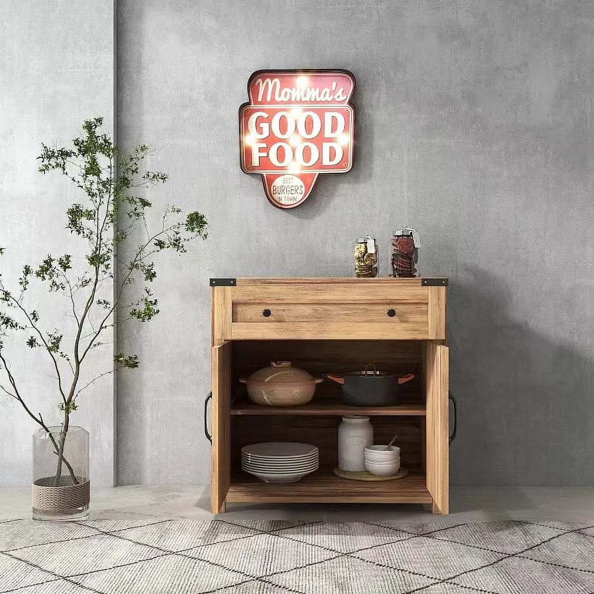 Rustic Accent Cabinet with Drawers and Doors 30 Inch Y586292