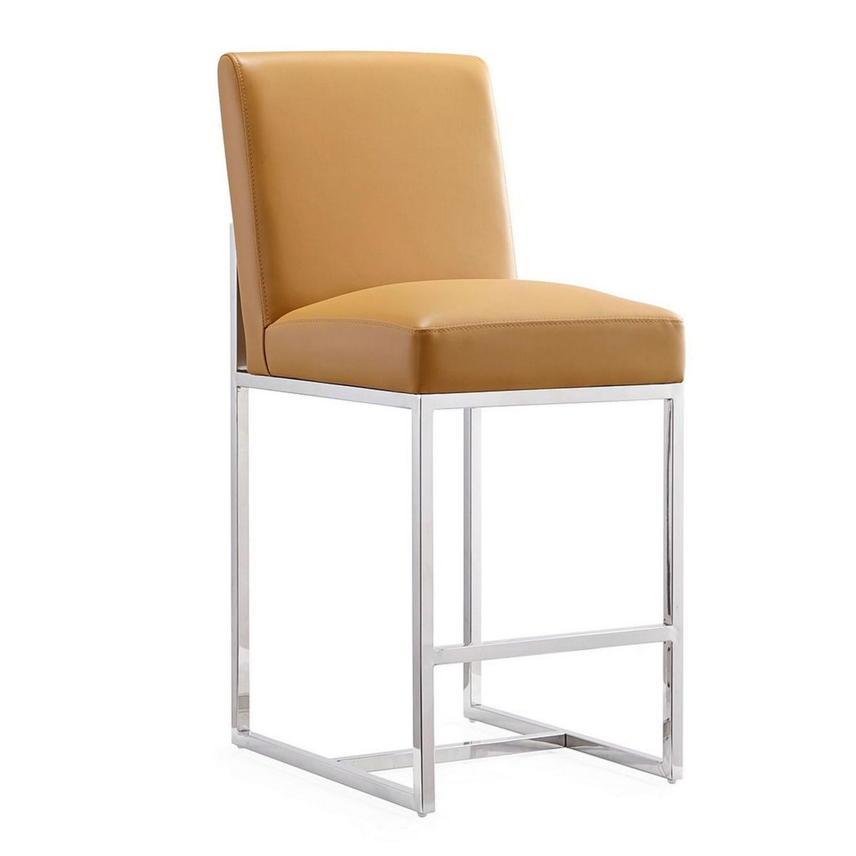 Camel Polished Chrome Stainless Steel Counter Height Bar Stool Set of 2 D672