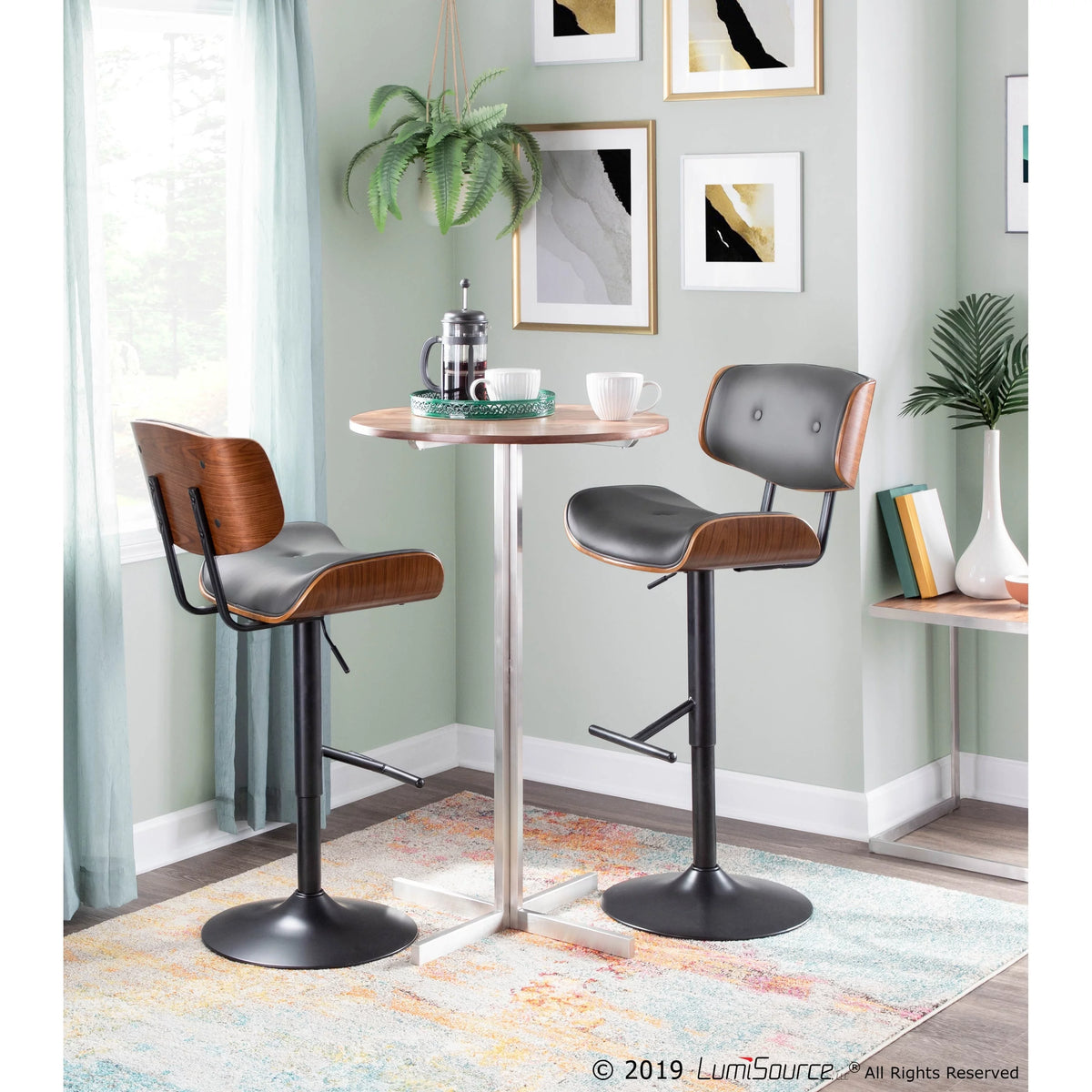 Contemporary Round Bar Table Walnut Wood Z899