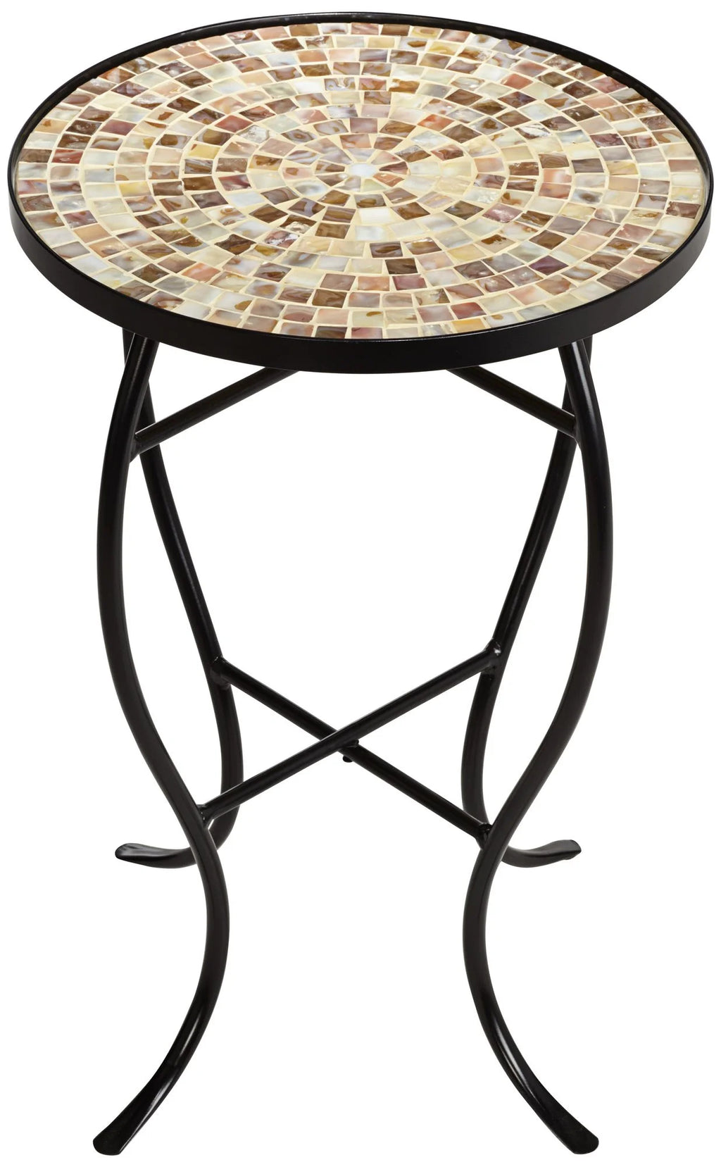 Black Round Outdoor Accent Side Table 14" Wide Mosaic Tabletop Z58215