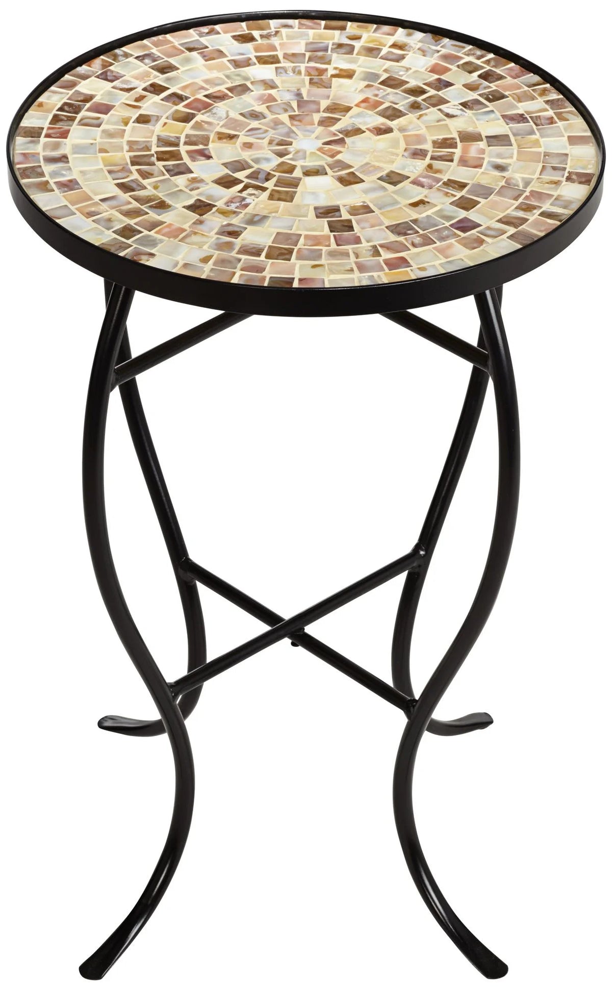 Black Round Outdoor Accent Side Table 14" Wide Mosaic Tabletop Z58215