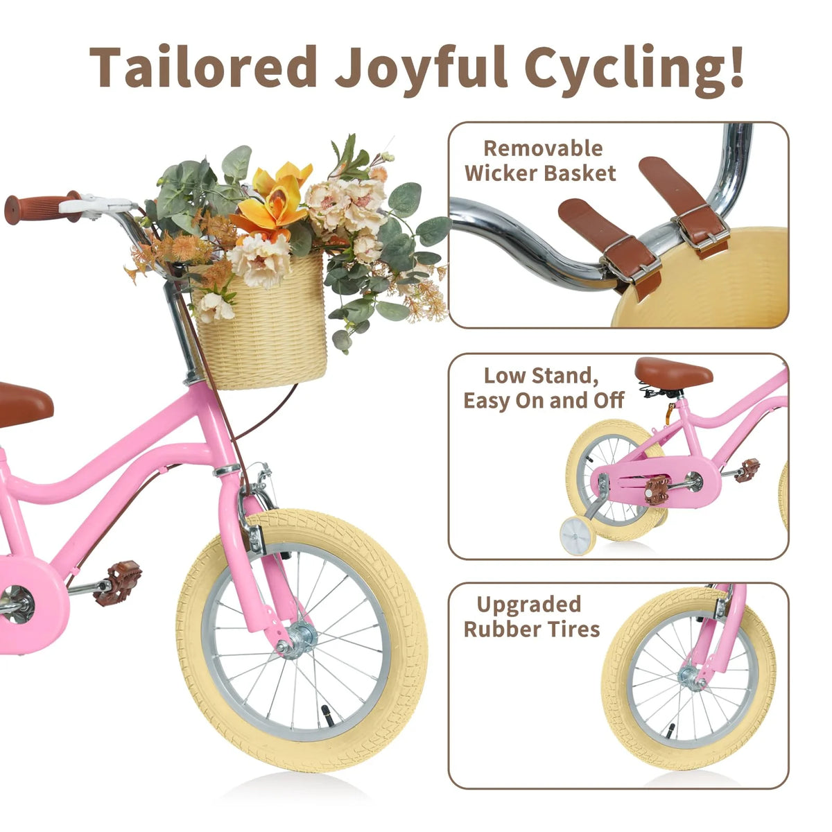 16 inch Kids Bike with Training Wheels and Basket R18117