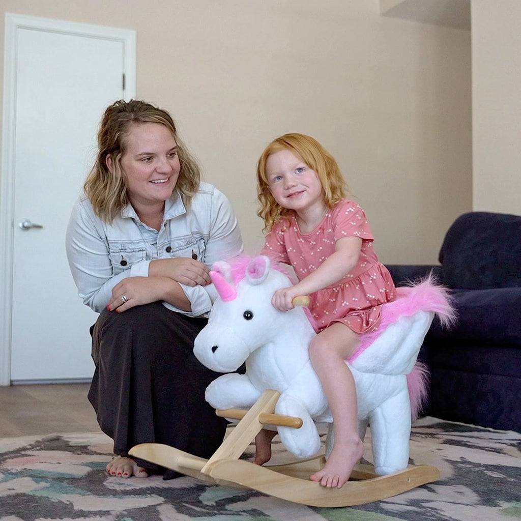 Pink Plush Rocking Unicorn Ride On Toy Y273