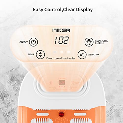 Foot Spa Bath Massager with Heat Bubbles Vibration and Red Light J14507
