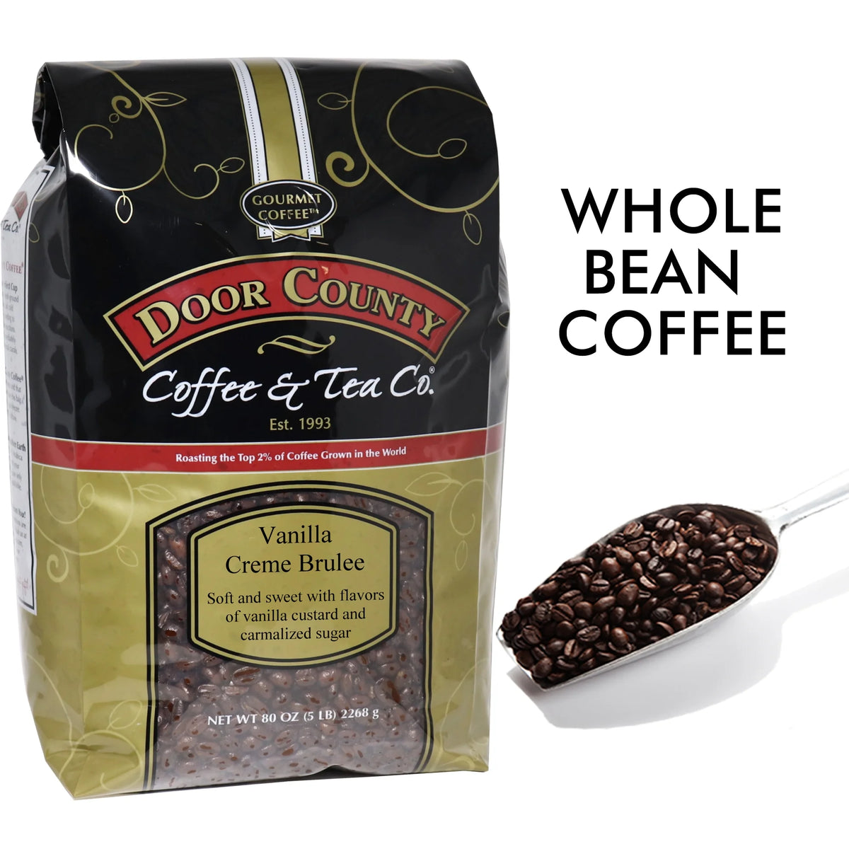 Vanilla Creme Brulee Whole Bean Arabica Coffee, 5 LB Q804