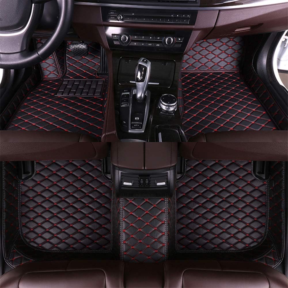 Black with Beige Stitching Full Surrounded Car Floor Mats C4946