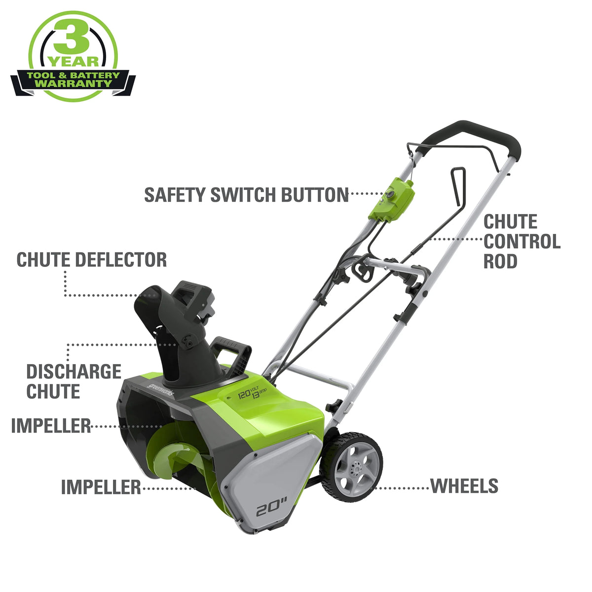 13 Amp 20 in. Corded Electric Snow Thrower T1585