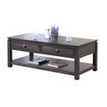 Gray Wood Coffee Table with Drawers and Shelf W49802