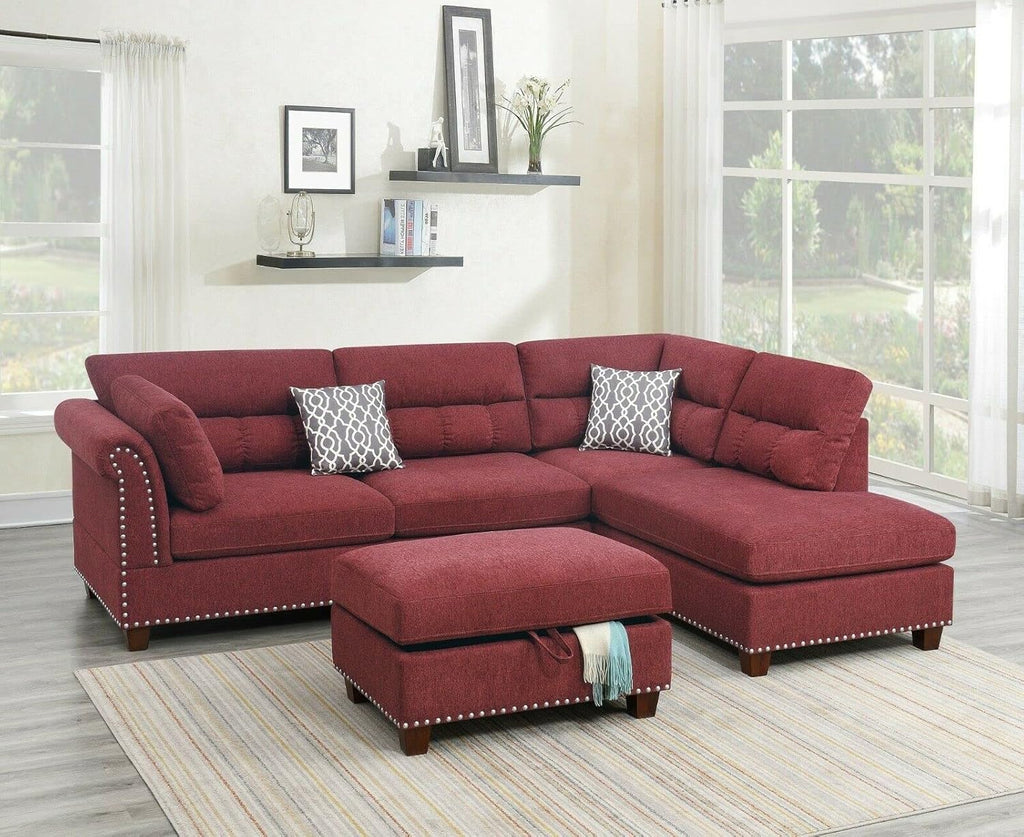 Red Velvet Sectional Sofa V462238