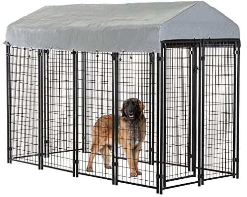 8 x 4 x 6 Ft Metal Galvanized Dog Kennel with Cover X505