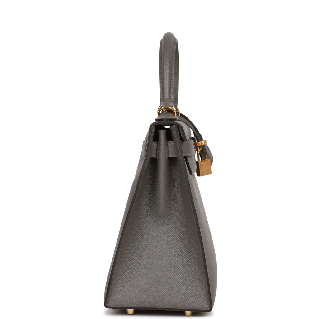 Kelly 28 Gris Meyer Epsom Handbag F9115