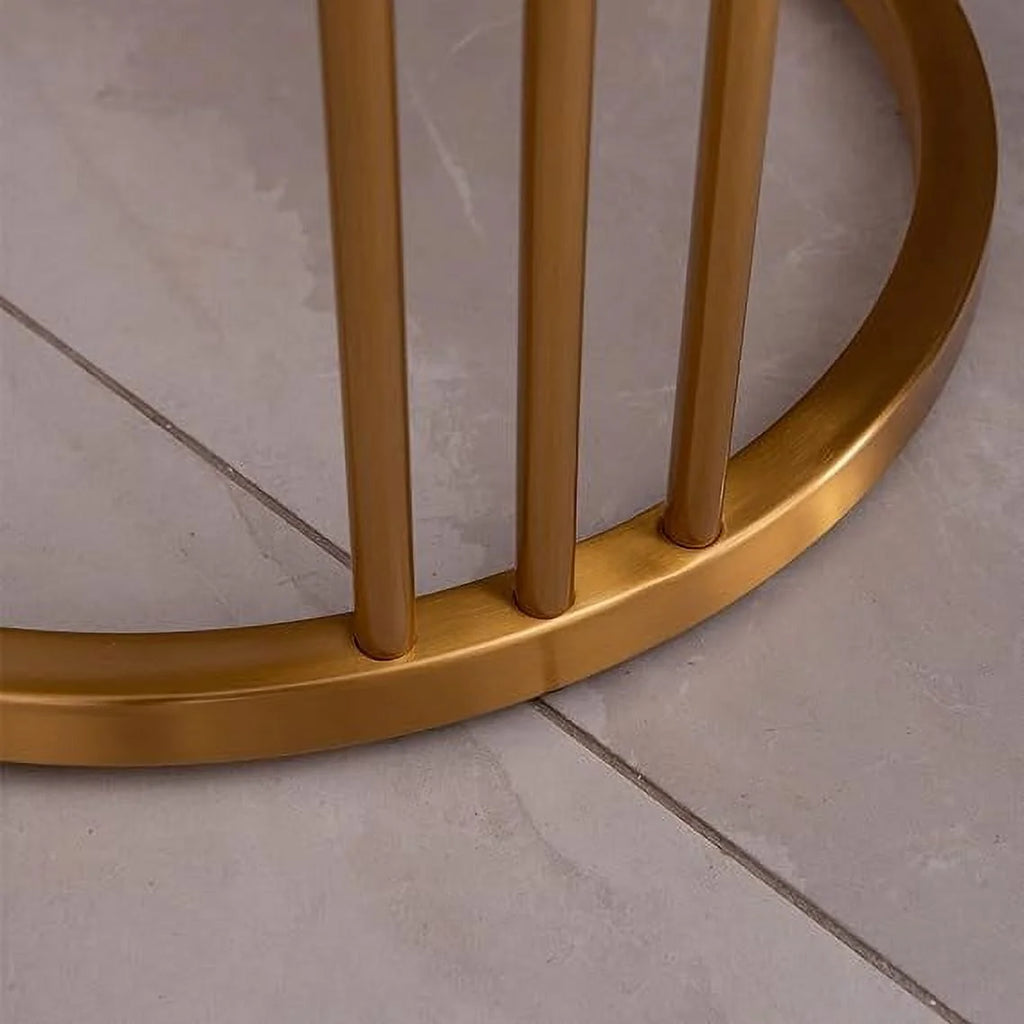 Round End Table with Golden Stainless Steel Frame Y7687