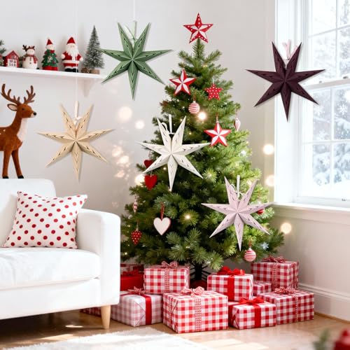 Flocked Paper Star Lantern 12 inch Foldable I738100