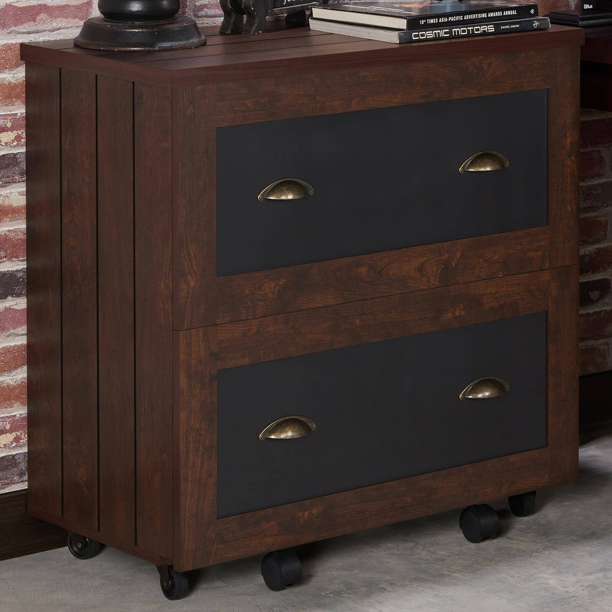 Vintage Walnut 2-Drawer File Cabinet K892