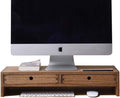 Dark Brown Wood Monitor Stand with 2 Drawers, Pack of 2 P699671