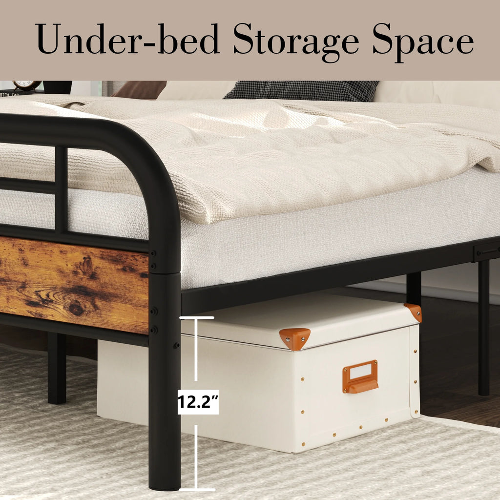 King Platform Bed Frame with Headboard T654