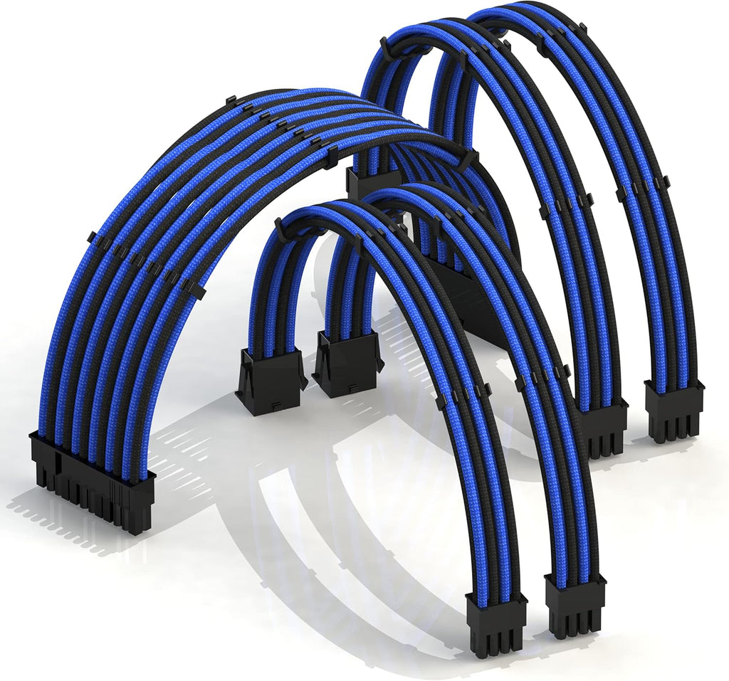 50cm Sleeved PSU Cable Extension Kit with Comb, Red Black, 24 P (20+4), 8 P CPU, 8 P GPU, 500mm, Pack of 2 V867774