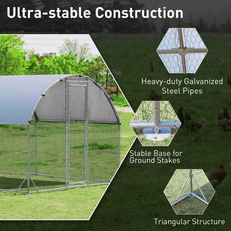 Large Metal Chicken Coop with Waterproof Cover D829