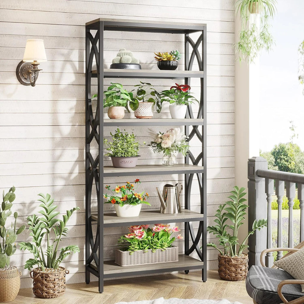 70.8" 6-Tier Metal & Wood Bookshelf I283