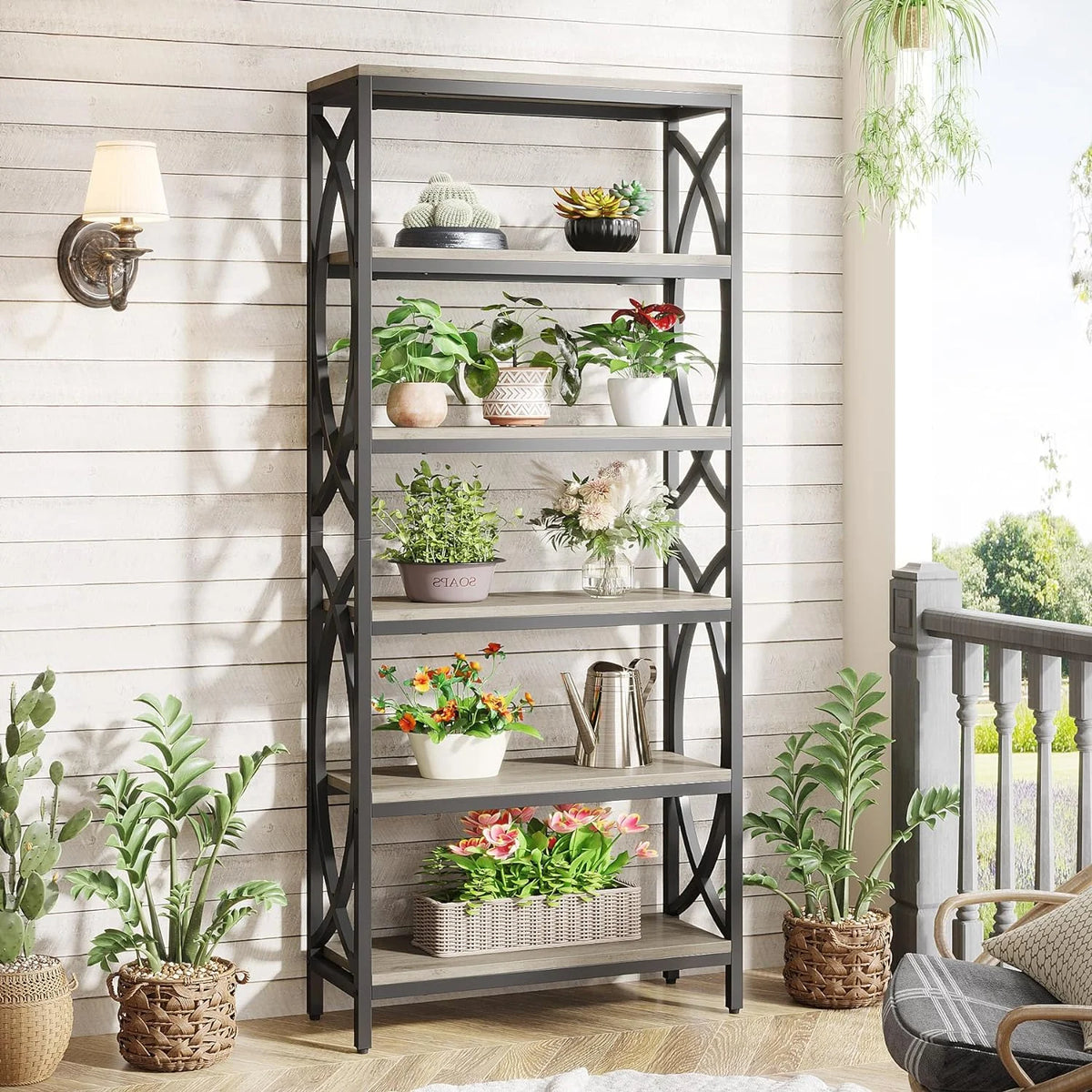 70.8" 6-Tier Metal & Wood Bookshelf I283