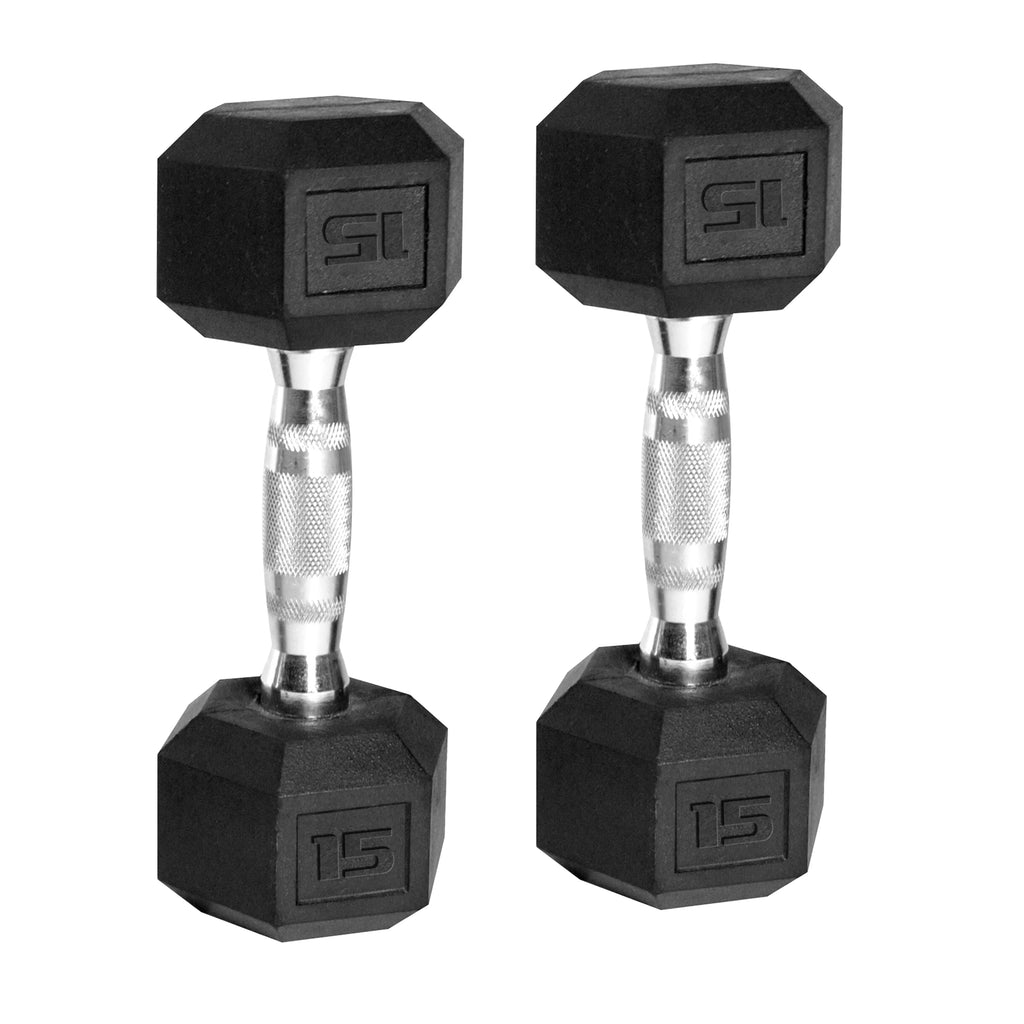 50 lb Rubber Hex Dumbbell Weight Set Y233