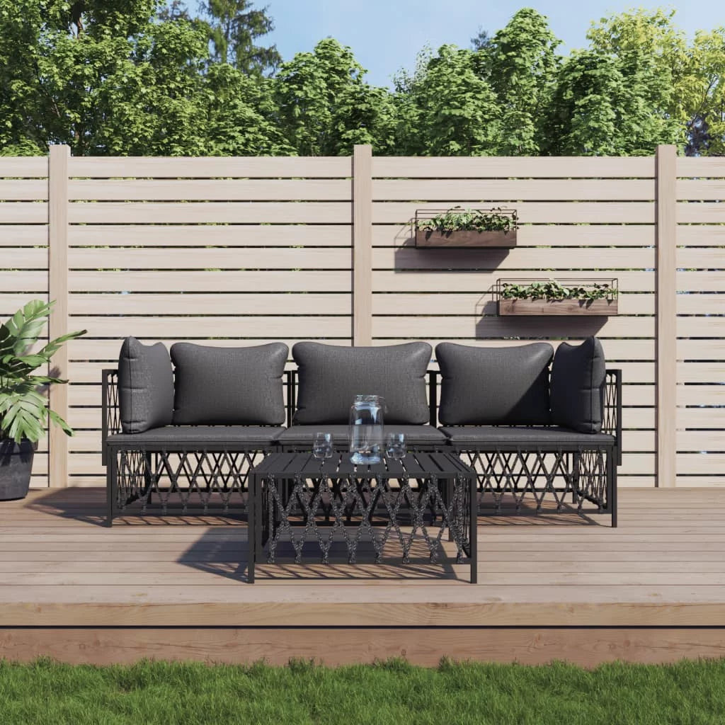 4 Piece Patio Set with Cushions Anthracite Steel G999608