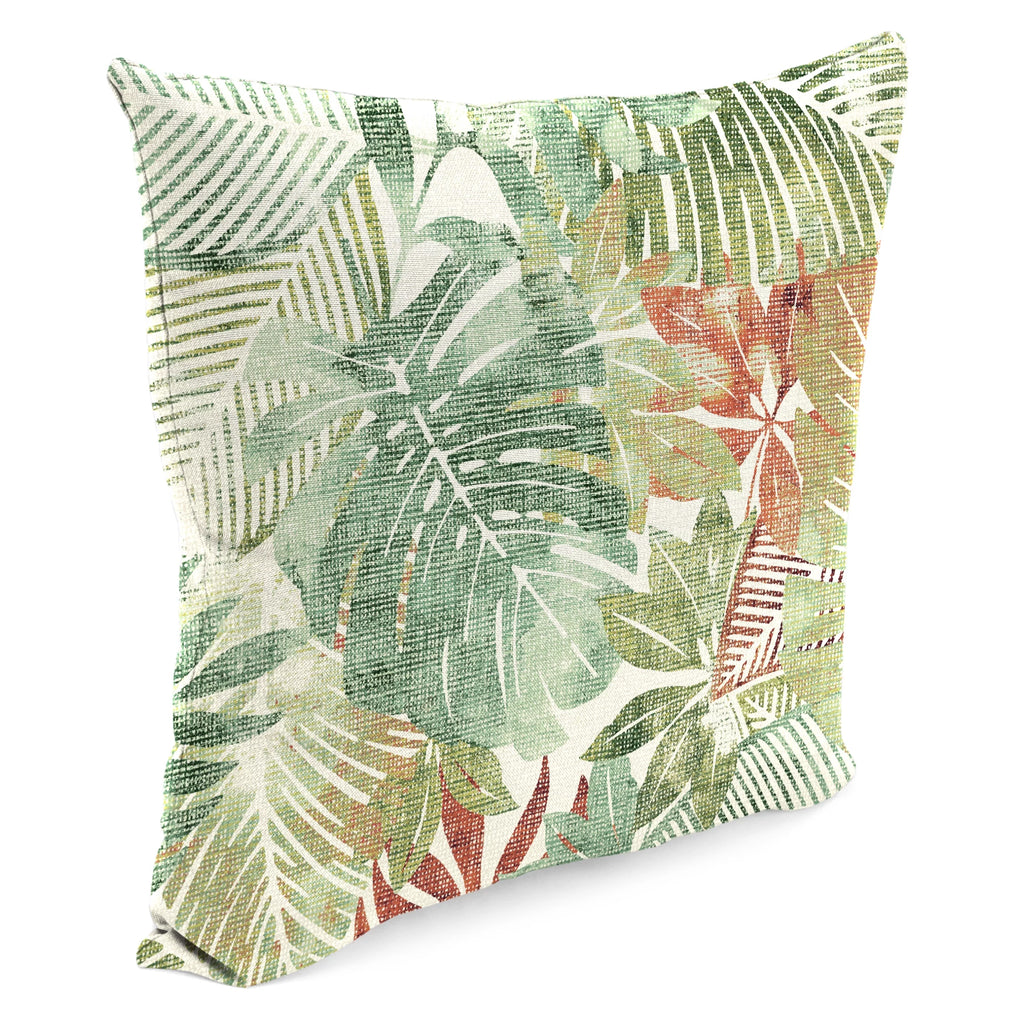 Almond Green Leaves Square Outdoor Throw Pillow 2 Pack S880394