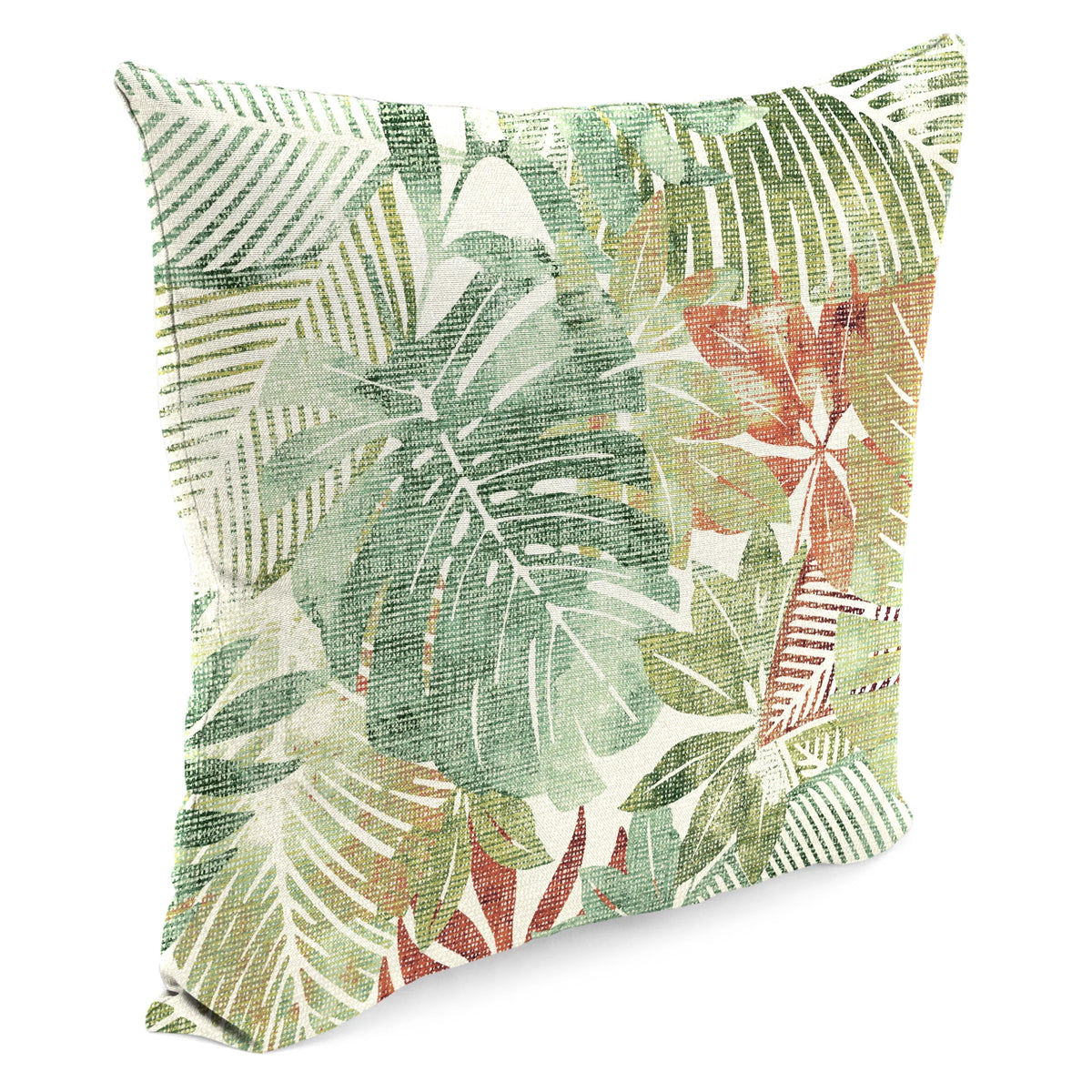 Almond Green Leaves Square Outdoor Throw Pillow 2 Pack S880394