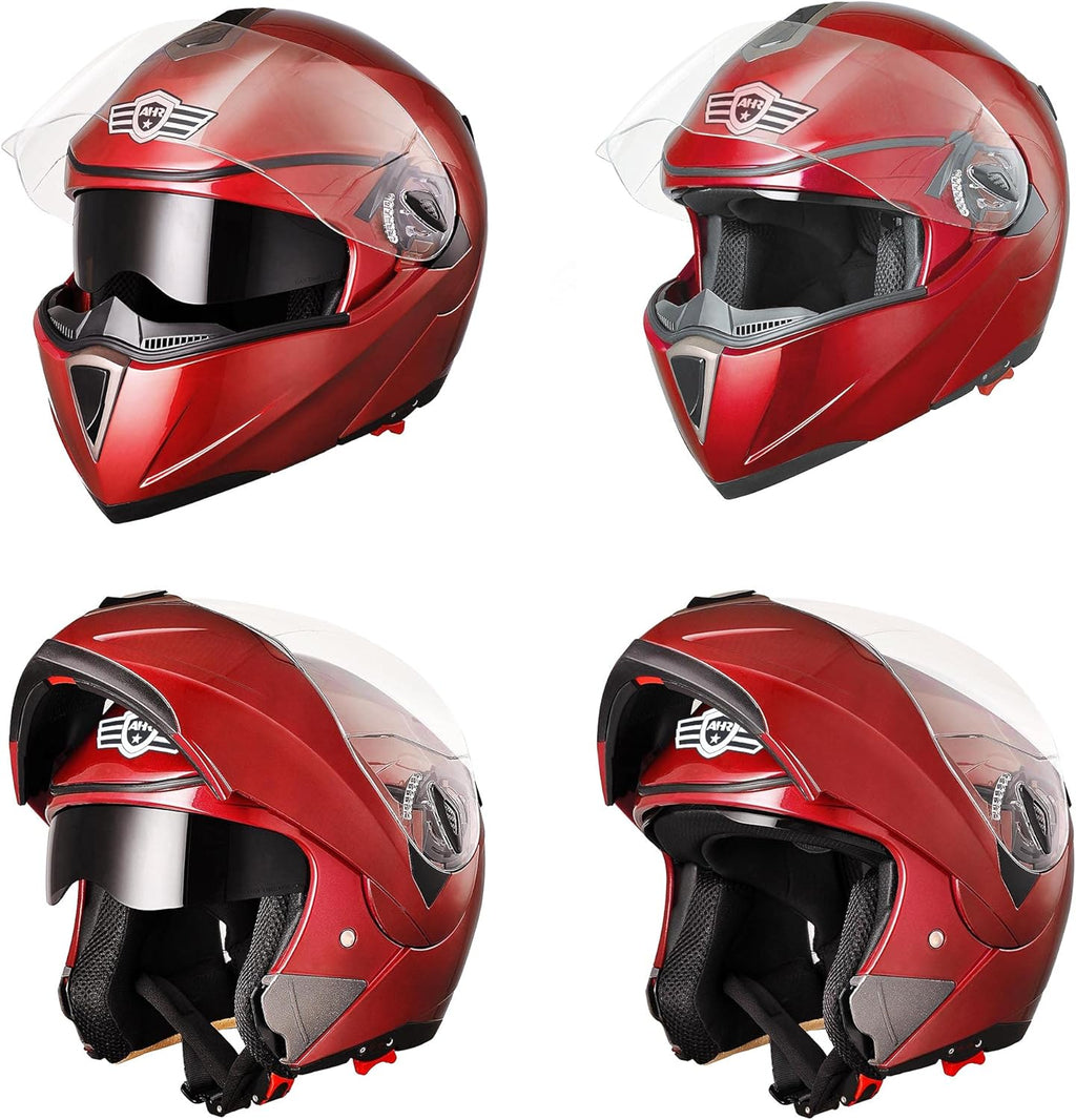 Full Face Bluetooth Motorcycle Helmet Flip Up Modular Helmet Dual Visors L88768
