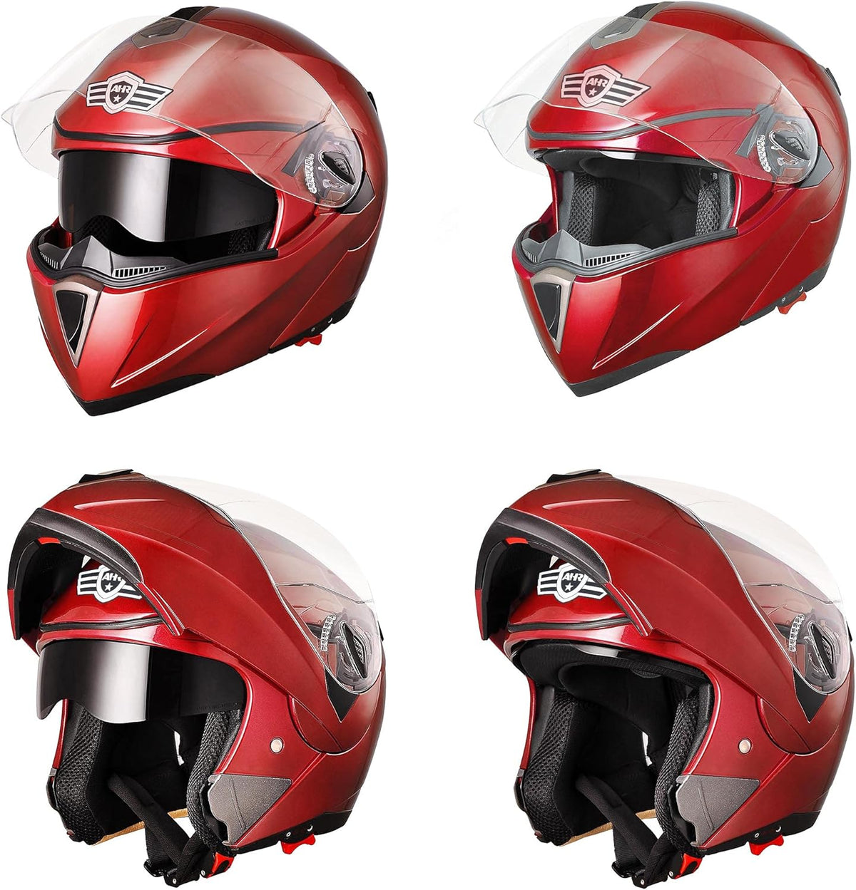 Full Face Bluetooth Motorcycle Helmet Flip Up Modular Helmet Dual Visors L88768