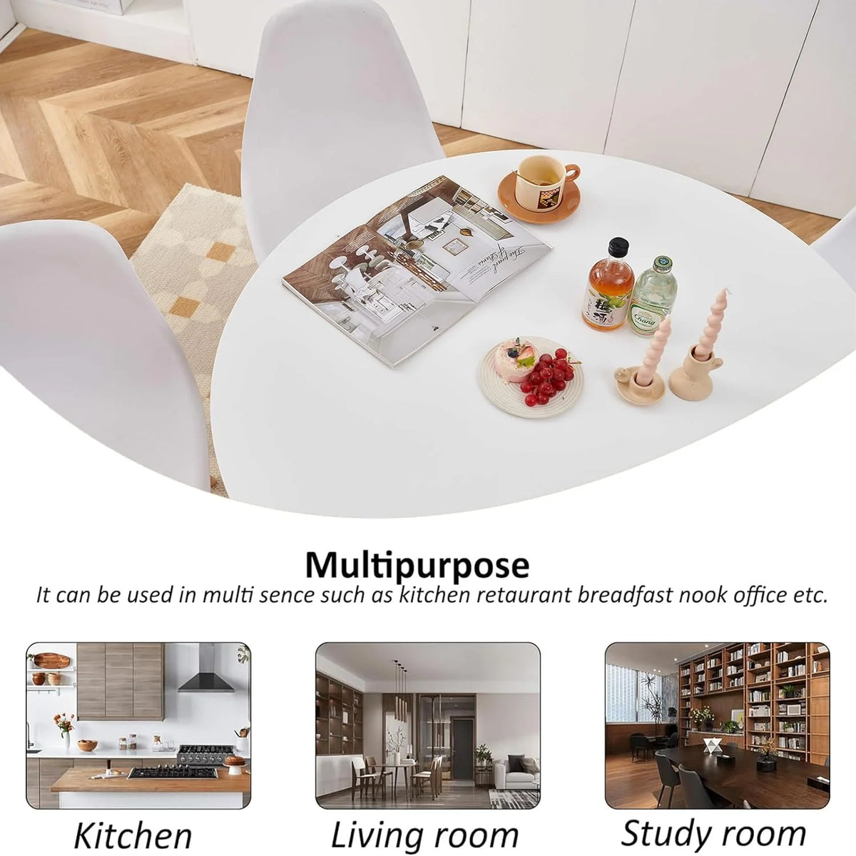 5 Piece White Round Dining Table Set X8827