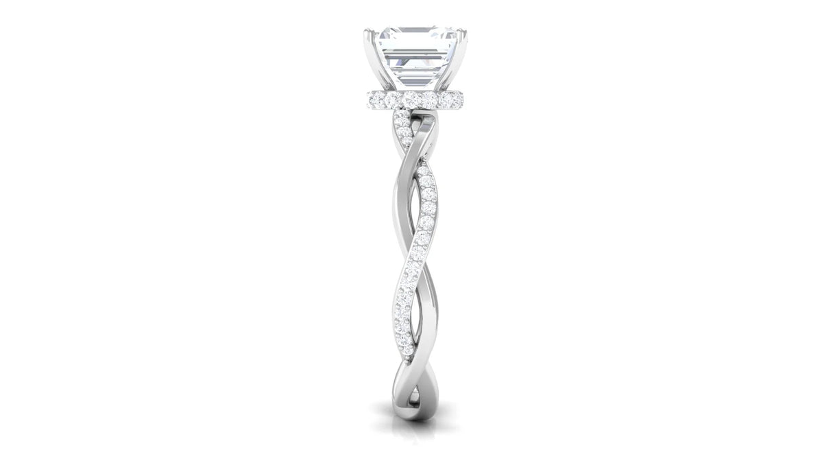 Asscher Cut Moissanite Solitaire Ring, 8 mm, 10K White Gold, US 3.00 H66654