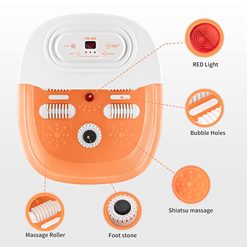 Foot Spa Bath Massager with Heat Bubbles Vibration and Red Light J14507