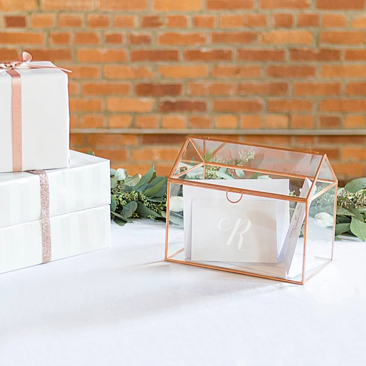 Rose Gold Glass Terrarium Card Holder Z97565