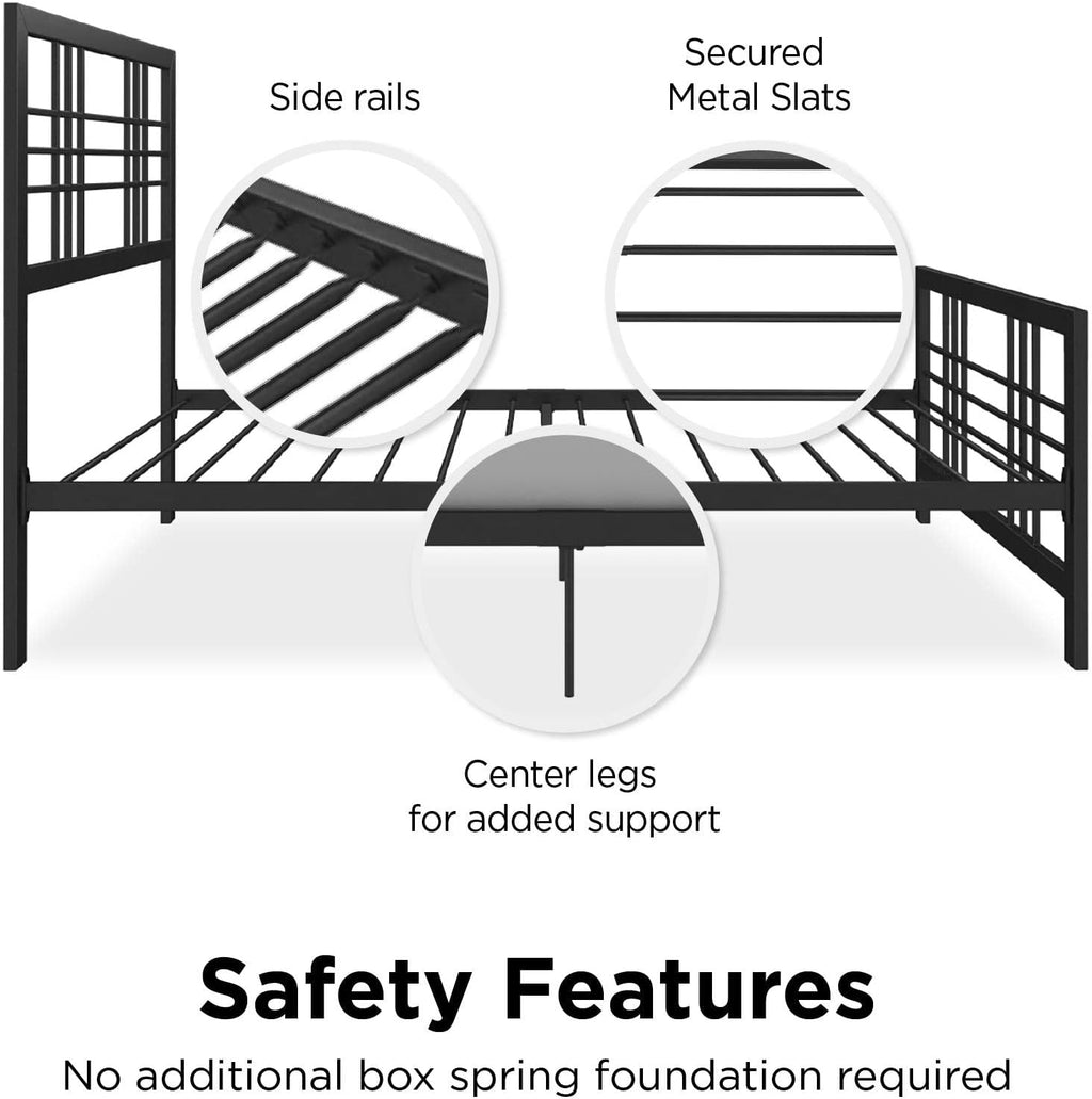 Twin Size Metal Bed Frame with Adjustable Storage N6314
