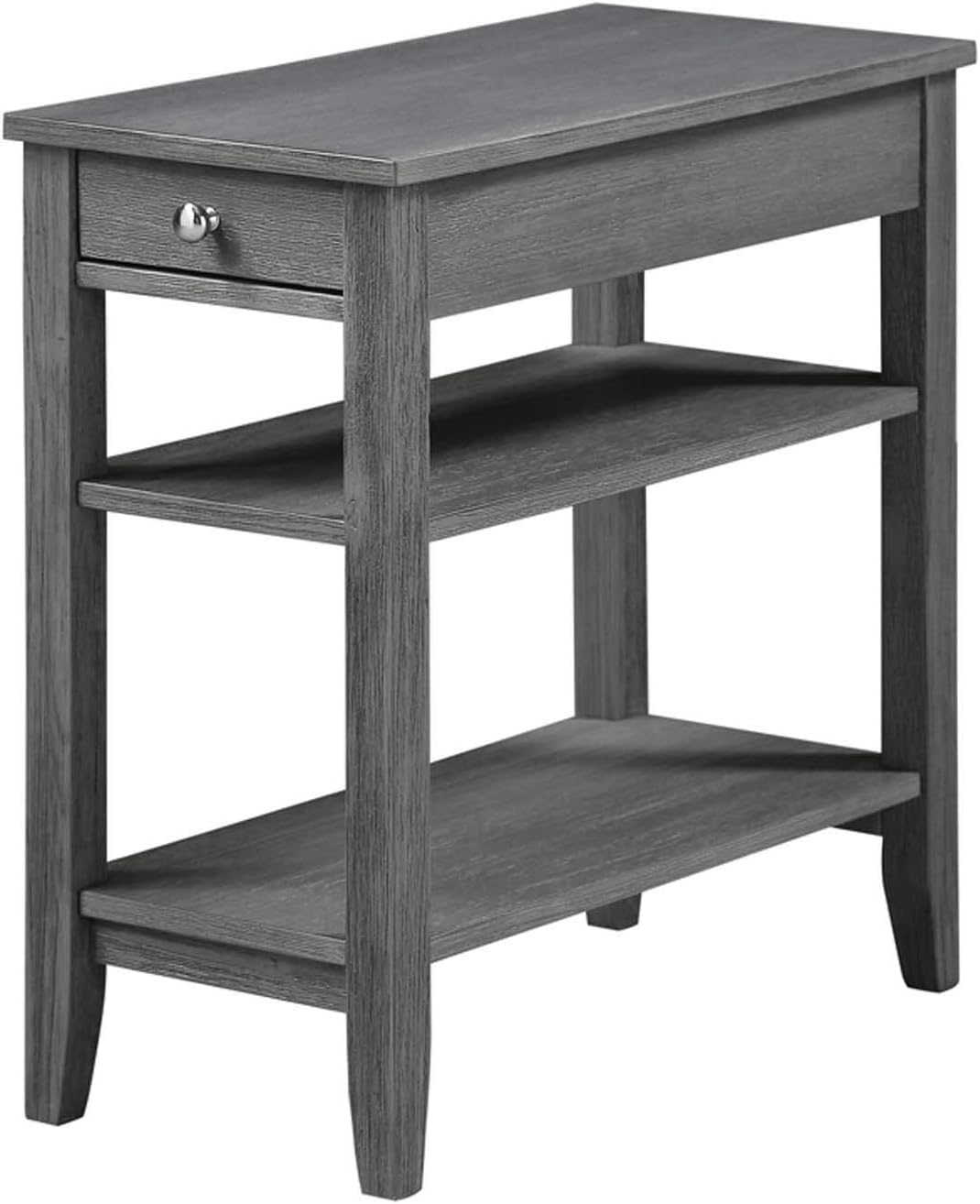Black 1 Drawer End Table with Shelves A15828