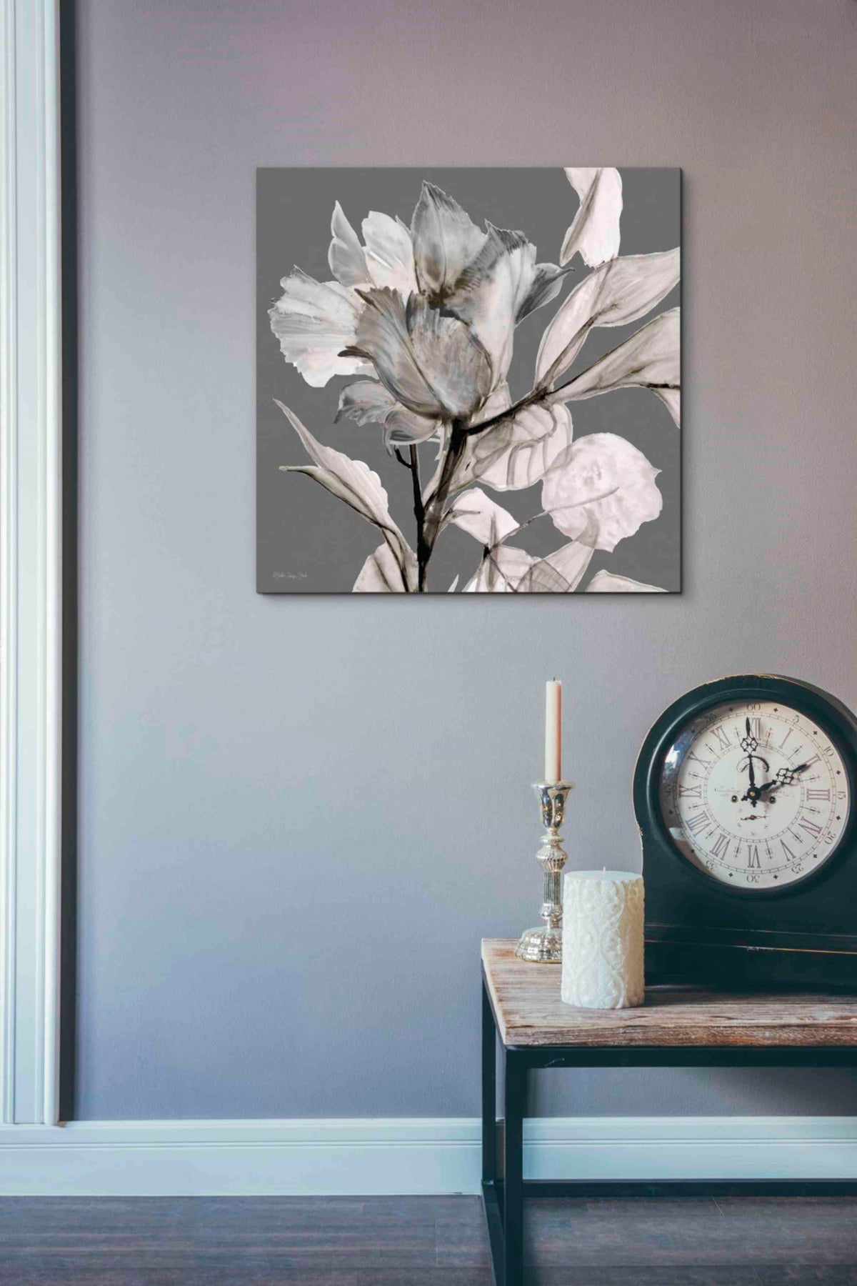 Floral in Gray 2 Canvas Wall Art 18"x18" T212746