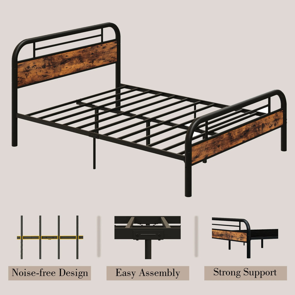 King Platform Bed Frame with Headboard T654